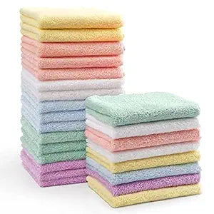 HOMEXCEL Baby Washcloths 24 Pack-Microfiber Coral Fleece Baby Bath Face Towel 7 x 9 Inch Extra Absorbent and Soft Burp Cloth and Wash Cloths for Newborn-Infants and Toddlers-Gentle On Sensitive Skin Open Limits