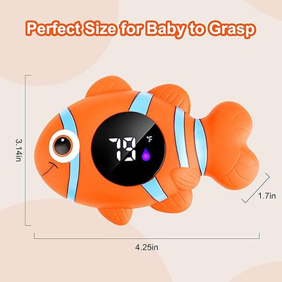 Baby Bath Thermometer,The Infant Baby Bath Floating Toy, Safety Temperature Water Thermometer, Baby Temperature Warning, LED Display Warning Thermometer, Baby Bath Essentials (Clownfish) Open Limits