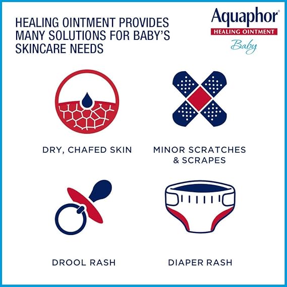 Aquaphor Baby Healing Ointment Advanced Therapy Skin Protectant, Dry Skin and Diaper Rash , 7 Oz Tube Open Limits