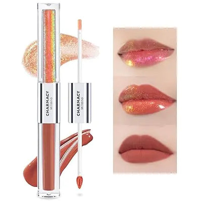 CHARMACY Multichrome Double Head Non-Stick Lip Gloss, Metallic Colourful Lip Glaze