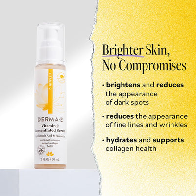 DERMA E Vitamin C Concentrated Serum with Hyaluronic Acid, Vitamin E & Aloe, All Natural, Antioxidant-Rich Concentrated Facial Serum – Firming and Brightening Vitamin C Face Serum, 2oz Impression Wear