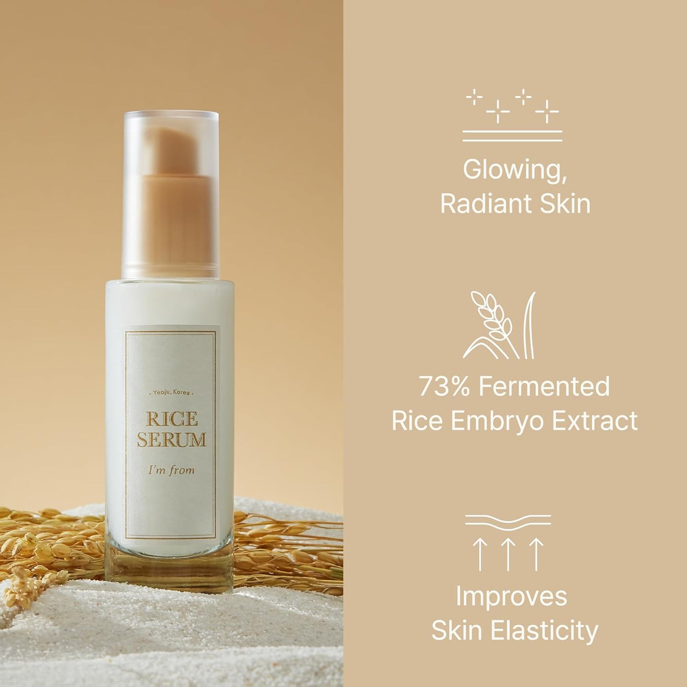 I'm from Rice Serum, 73% Korean Fermented Rice Embryo Extract Boosts Collagen, Vitality, Radiant Glowing Skin, Niacinamide, Vitality to Dull Skin, Nourishing, Moisturizing Impression Wear