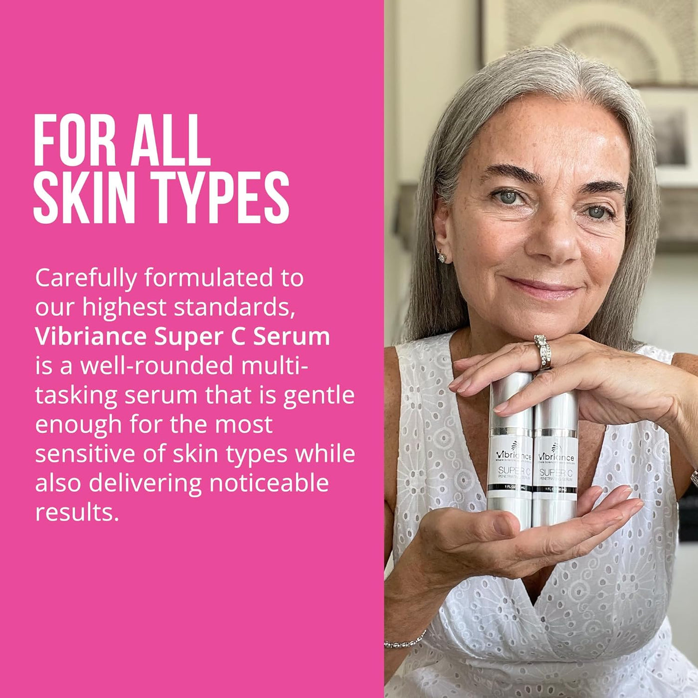 Vibriance Super C Serum for Mature Skin, Made in USA, All-In-One Formula Hydrates, Firms, Lifts, Smooths, Targets Age Spots, Wrinkles, Vitamin C Serum; 1 fl oz Impression Wear