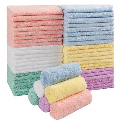 HOMEXCEL Baby Washcloths 24 Pack-Microfiber Coral Fleece Baby Bath Face Towel 7 x 9 Inch Extra Absorbent and Soft Burp Cloth and Wash Cloths for Newborn-Infants and Toddlers-Gentle On Sensitive Skin Open Limits